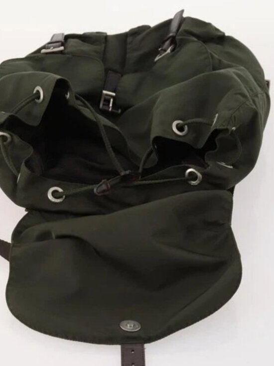 PRADA Backpack Nylon Khaki Silver Auth 172669 main image 8
